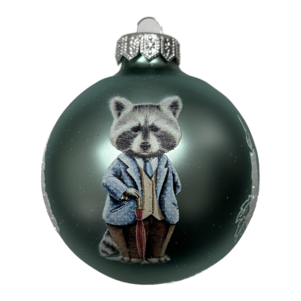 Der lässige Waschbär - Premium Weihnachtskugeln- Candy-Zauber