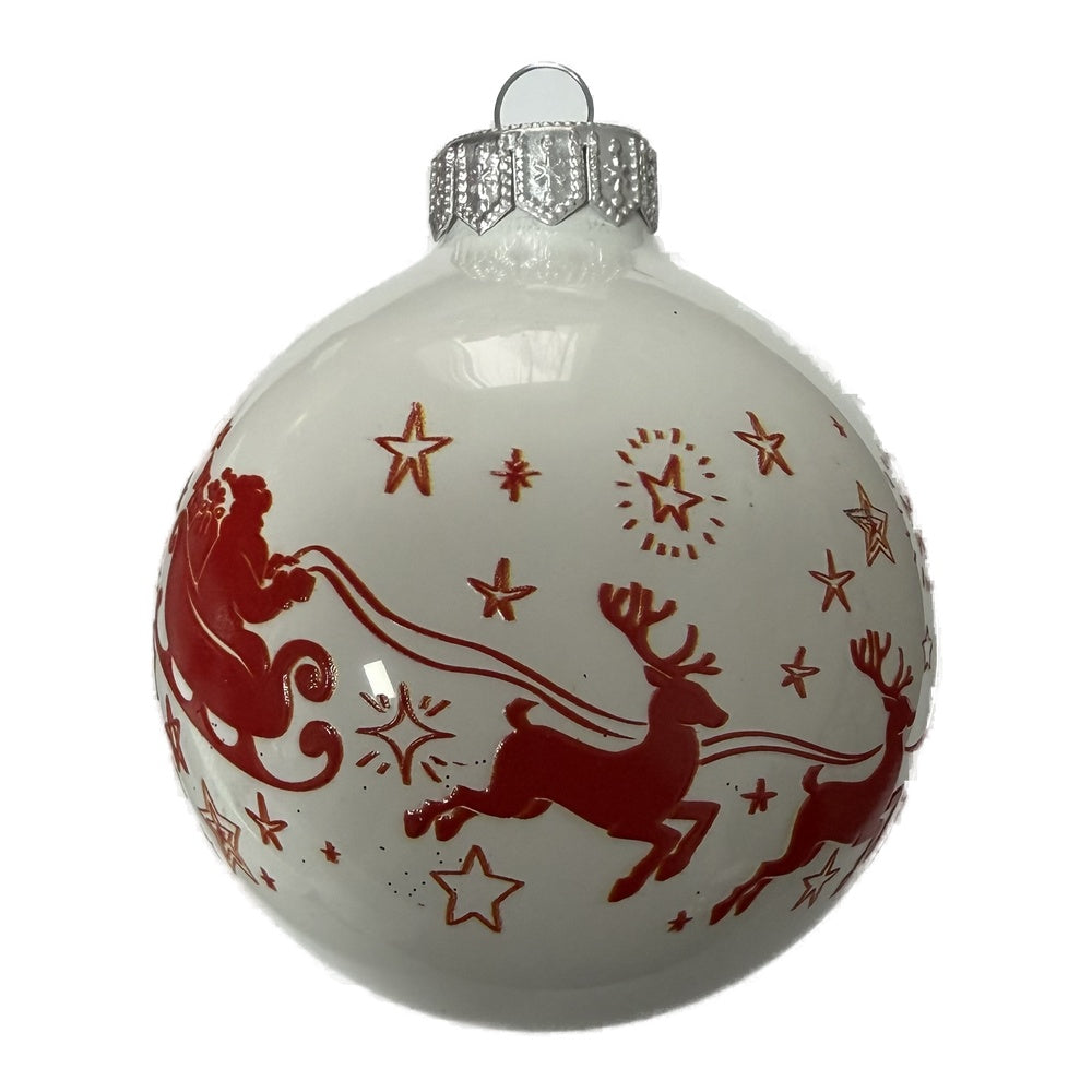 Premium Weihnachtskugel mit rotem Weihnachtsmannmotiv