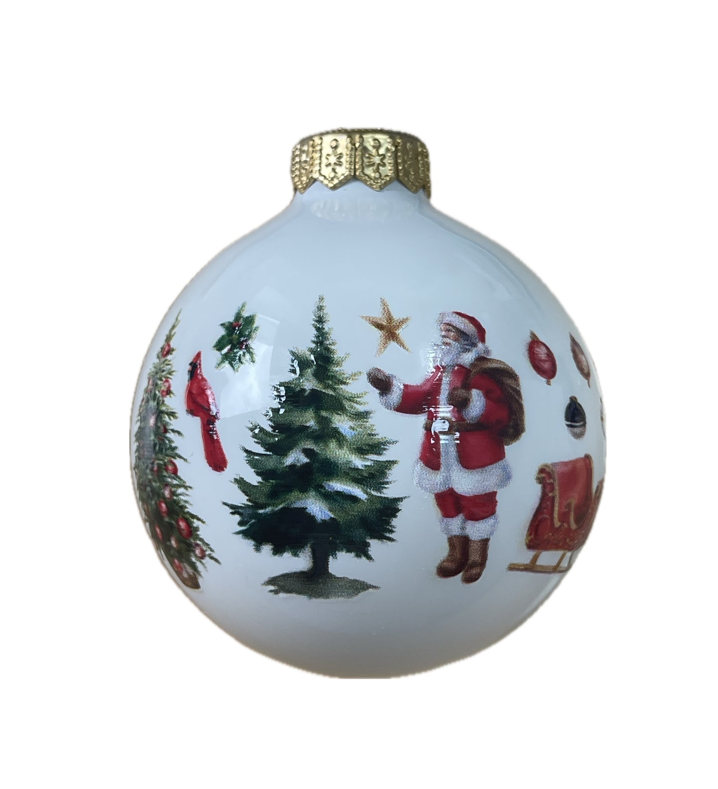 Weihnachtsmann am Kamin - weiss