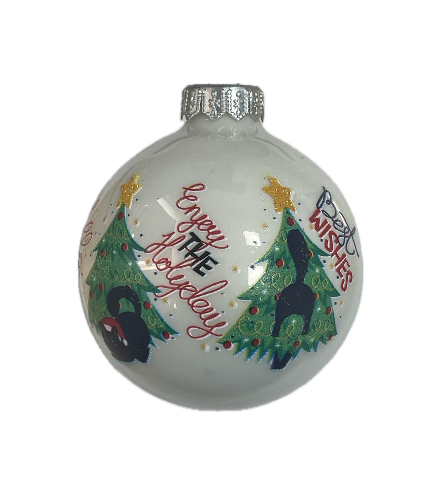 Katze am Christbaum... - weiss