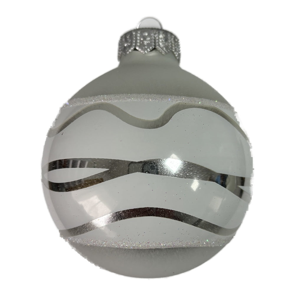 Silber Wellen - Premium Weihnachtskugel - Winterstille