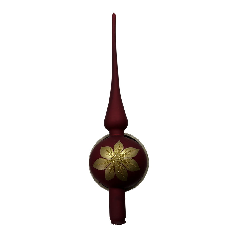 Premium 32 cm mundgeblasene Christbaumspitze – Goldene Blüte