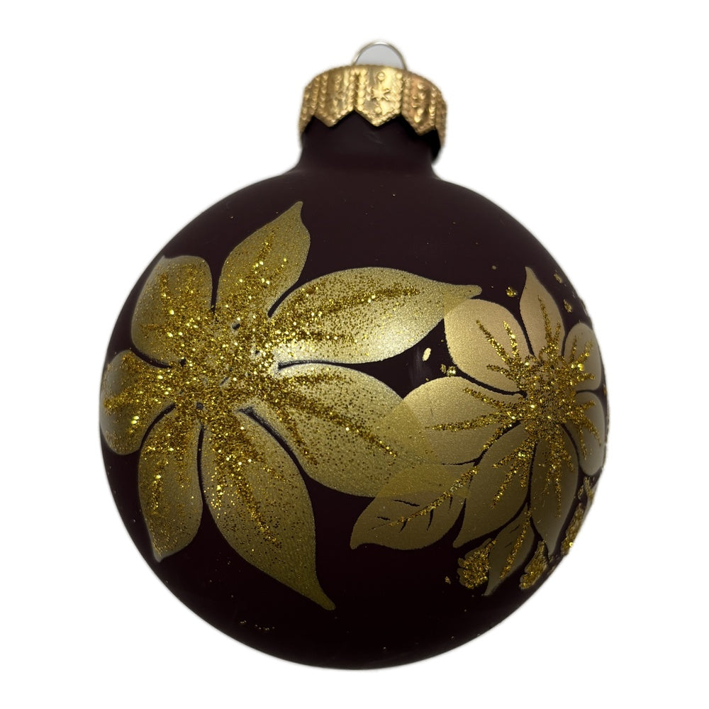 Premium Weihnachtskugel mit goldener Blüte
