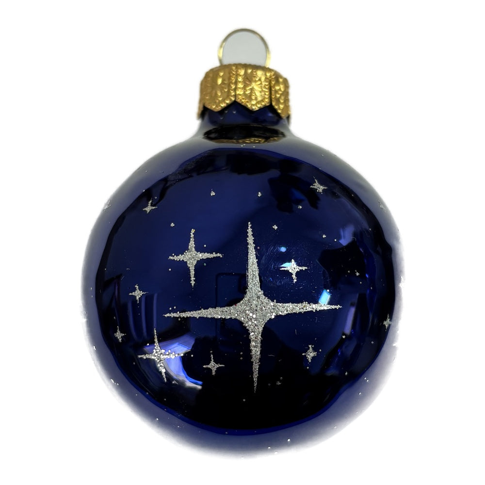 Premium Weihnachtskugel Tiefblauer Sternenglanz