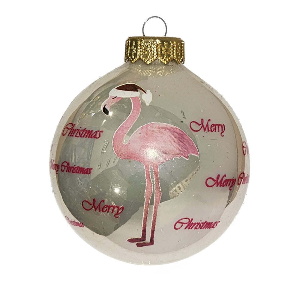Premium Weihnachtskugel Flamingo im Weihnachtszauber