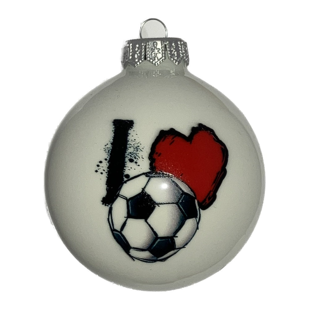 Premium Weihnachtskugel I Love Fußball