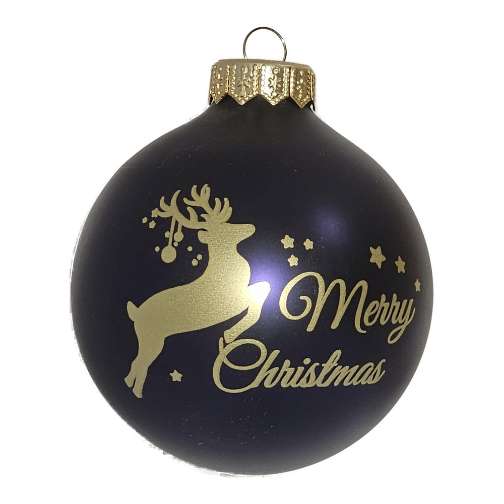 Premium Weihnachtskugel Merry Christmas – Nachtblau