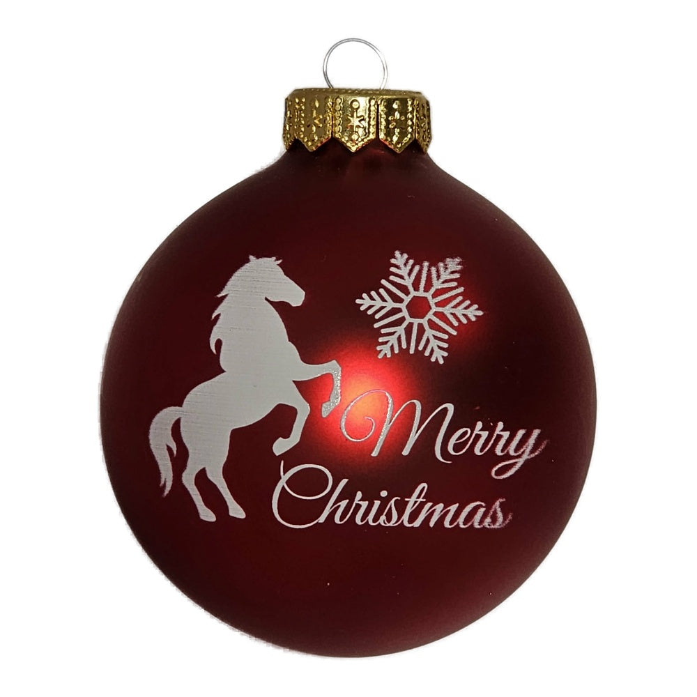 Premium Weihnachtskugel Pferd & Schneeflocke