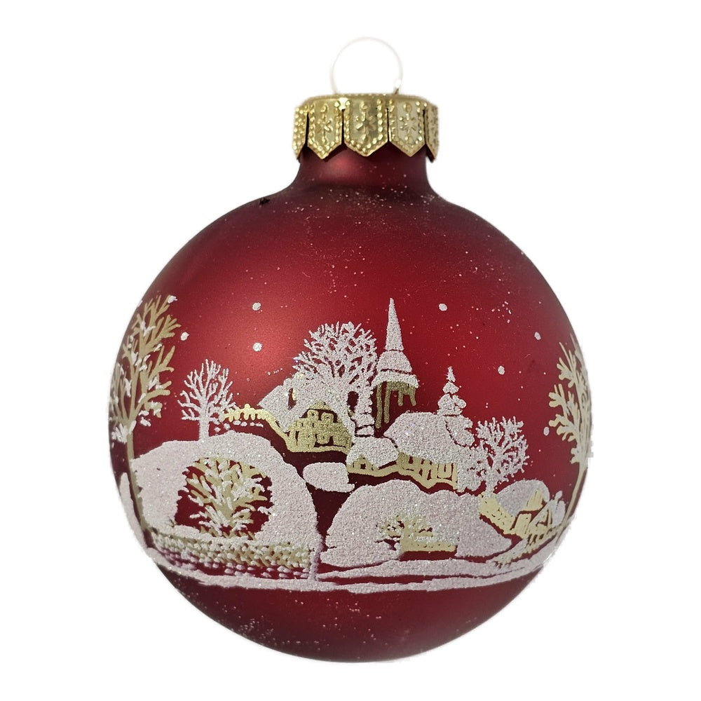 Premium Weihnachtskugel Winterliches Dorf