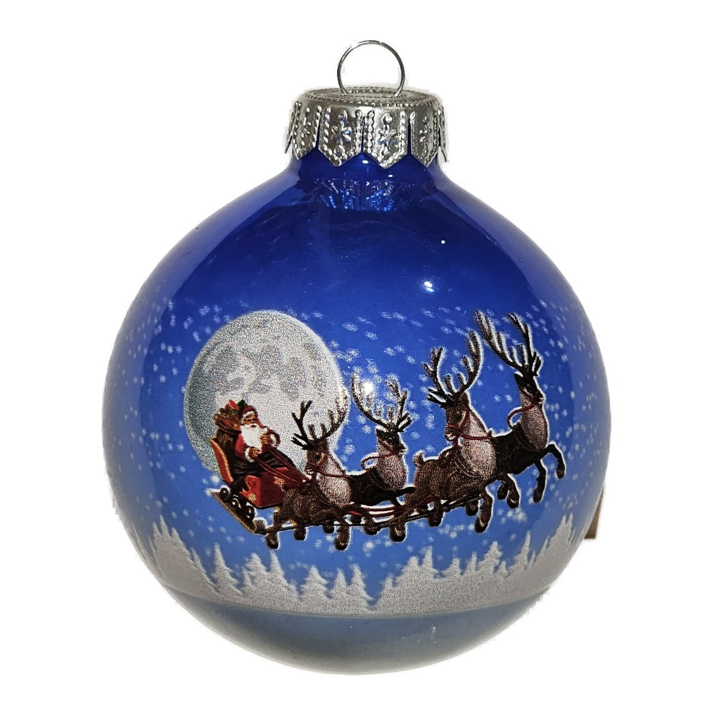 Premium Weihnachtskugel Weihnachtsmann am Nachthimmel