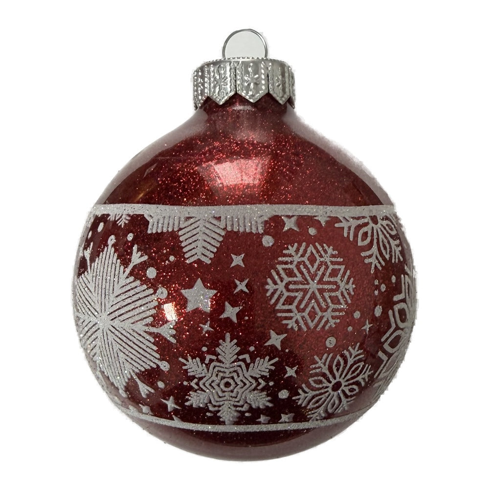Premium Weihnachtskugel mit Schneeflocken