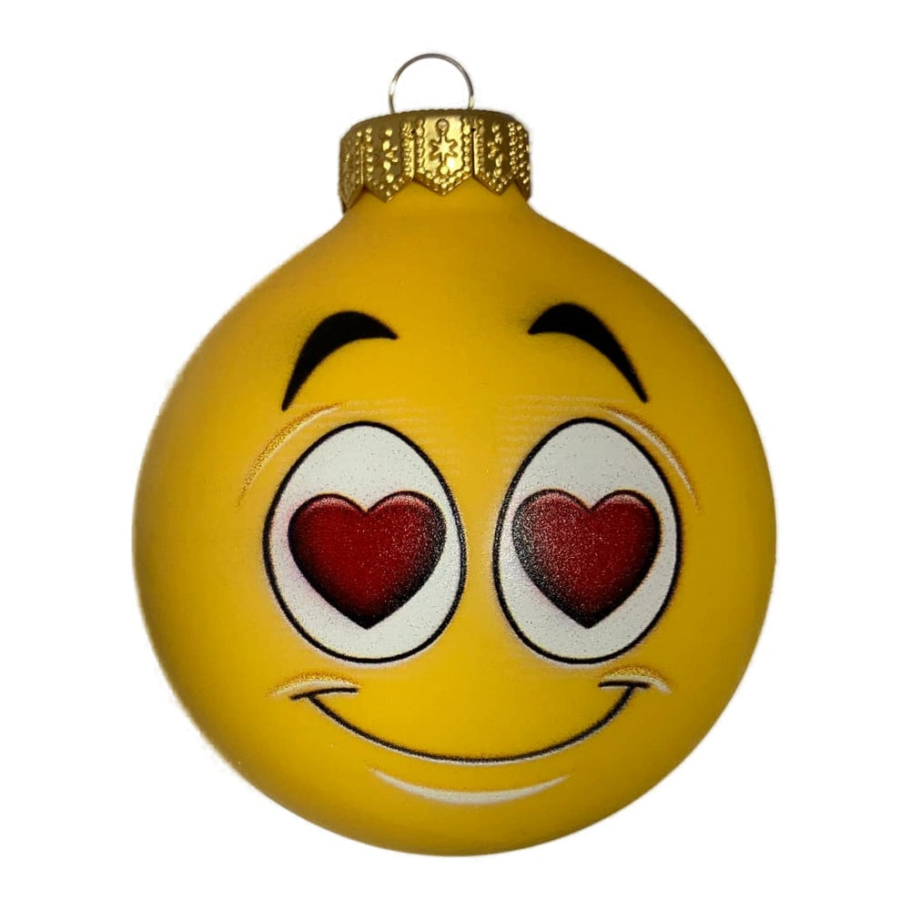 Premium Weihnachtskugel Smiley mit Herzaugen