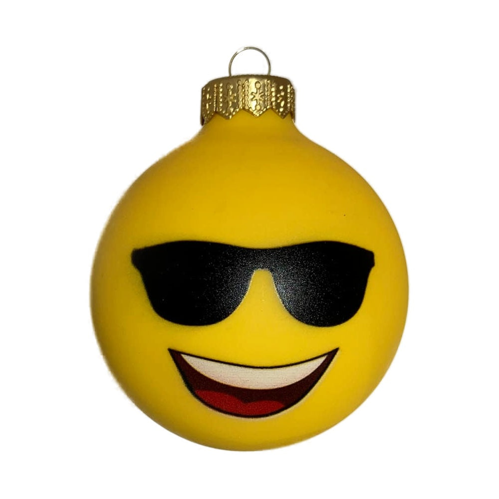 Premium Weihnachtskugel Cooler Smiley
