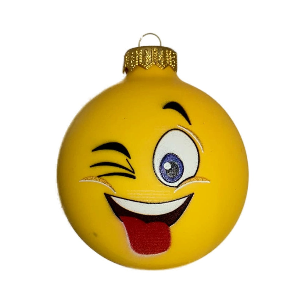 Premium Weihnachtskugel Zwinkernder Smiley