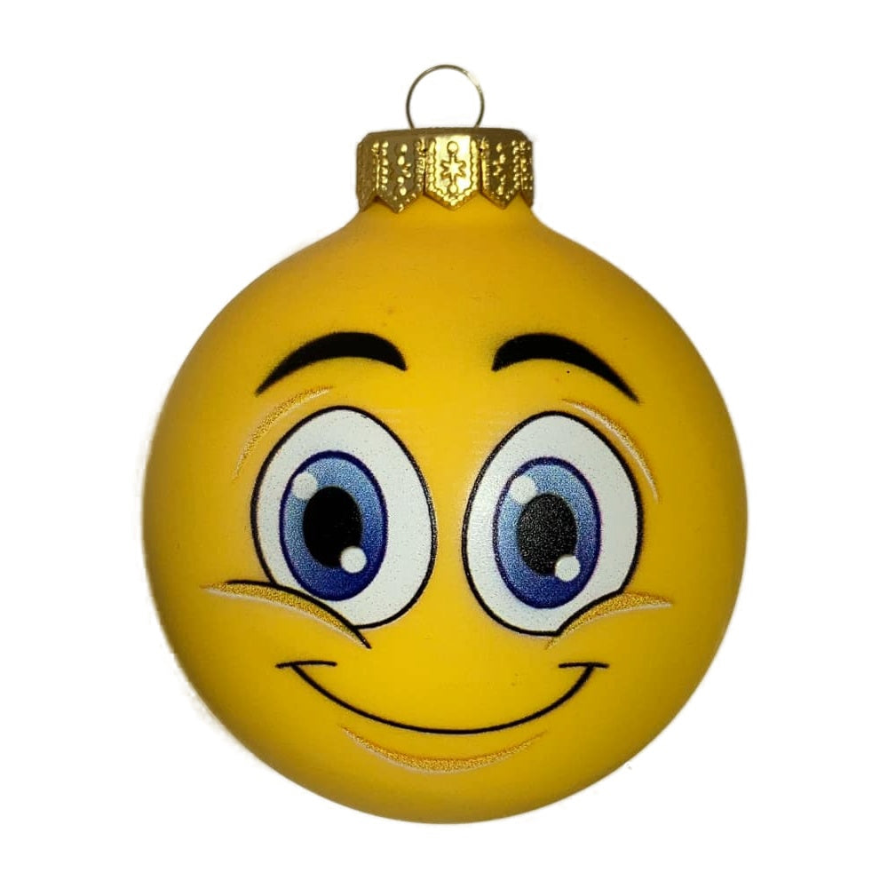 Premium Weihnachtskugel Happy Smiley