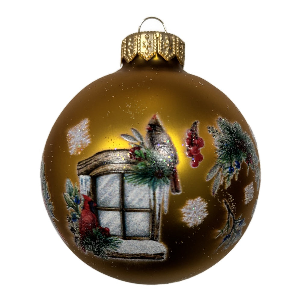Premium Weihnachtskugel mit Vögeln