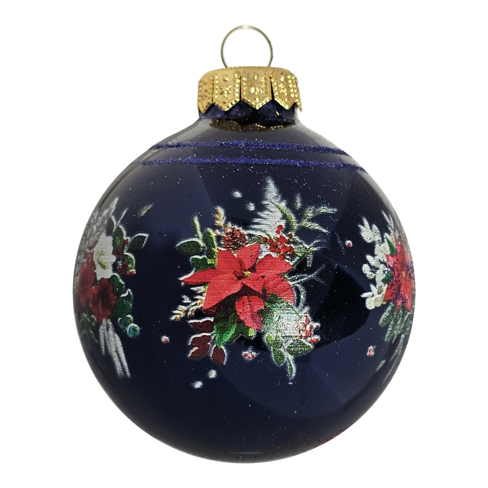 Mitternachtsblüte - Premium Weihnachtskugel blau - Traditionelle Eleganz