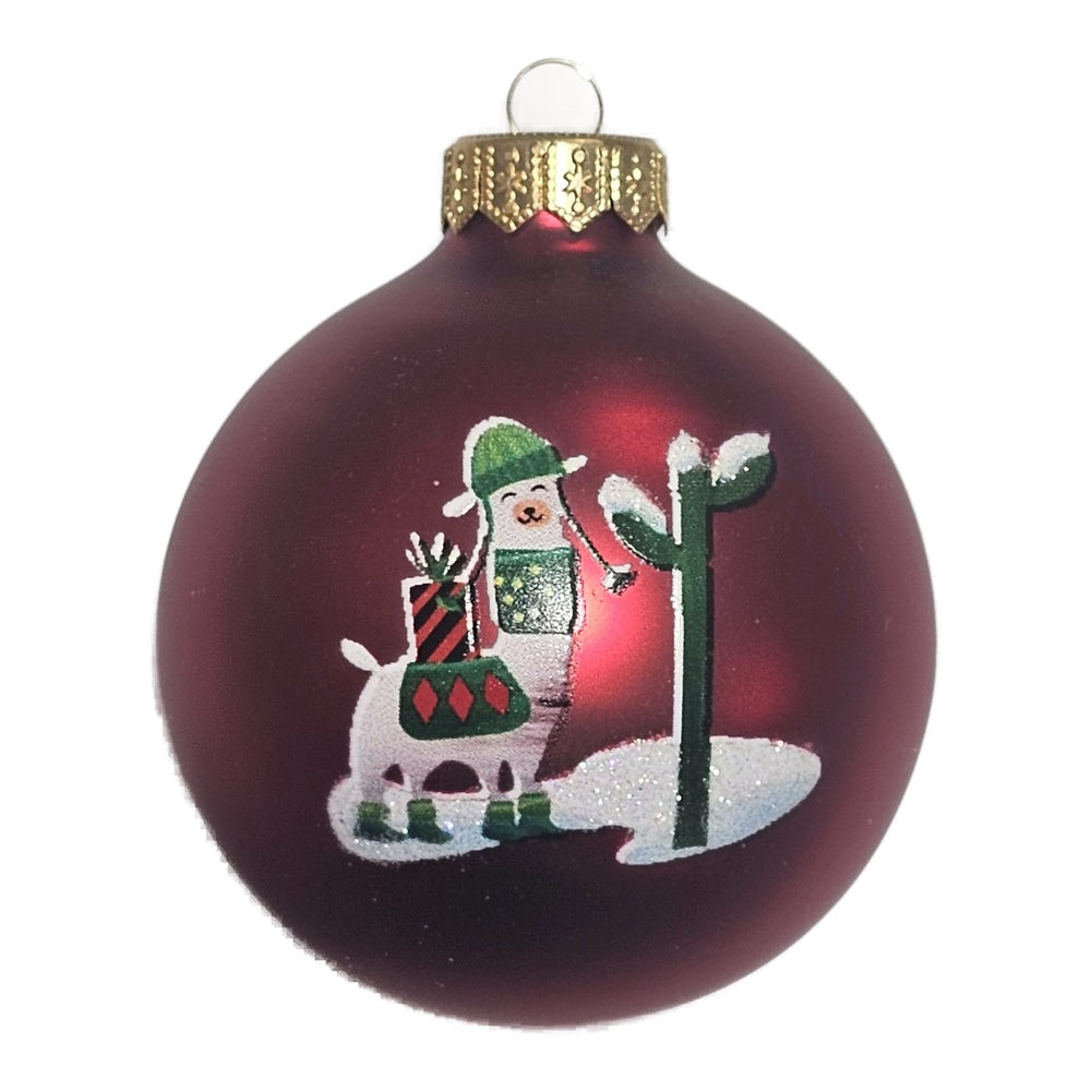 Premium Weihnachtskugel Lama