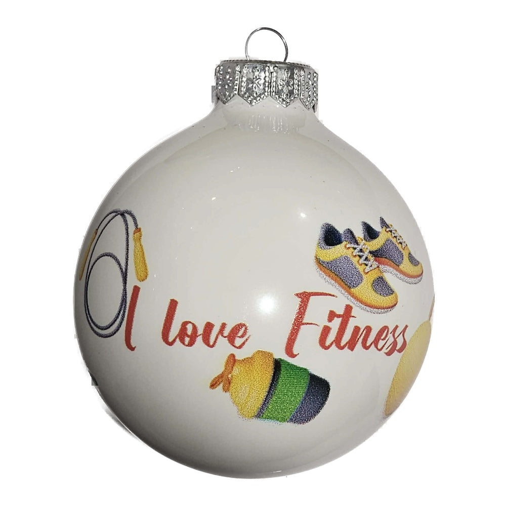 Premium Weihnachtskugel I love Fitness