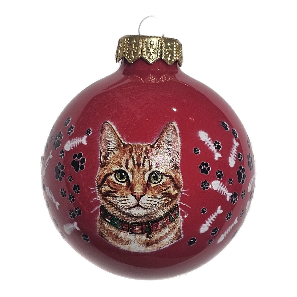 Premium Weihnachtskugel Rote Katze