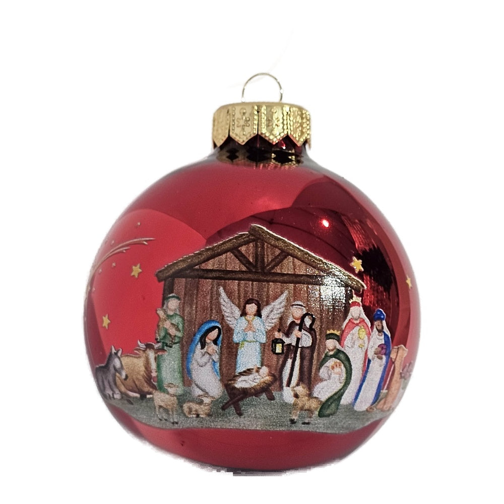 Premium Weihnachtskugel mit Krippe
