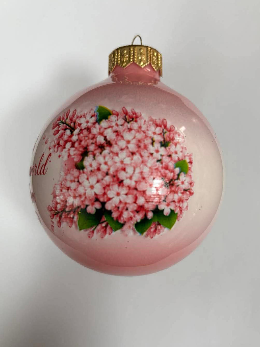 "Best Mom in the World" Pink Floral Ornament