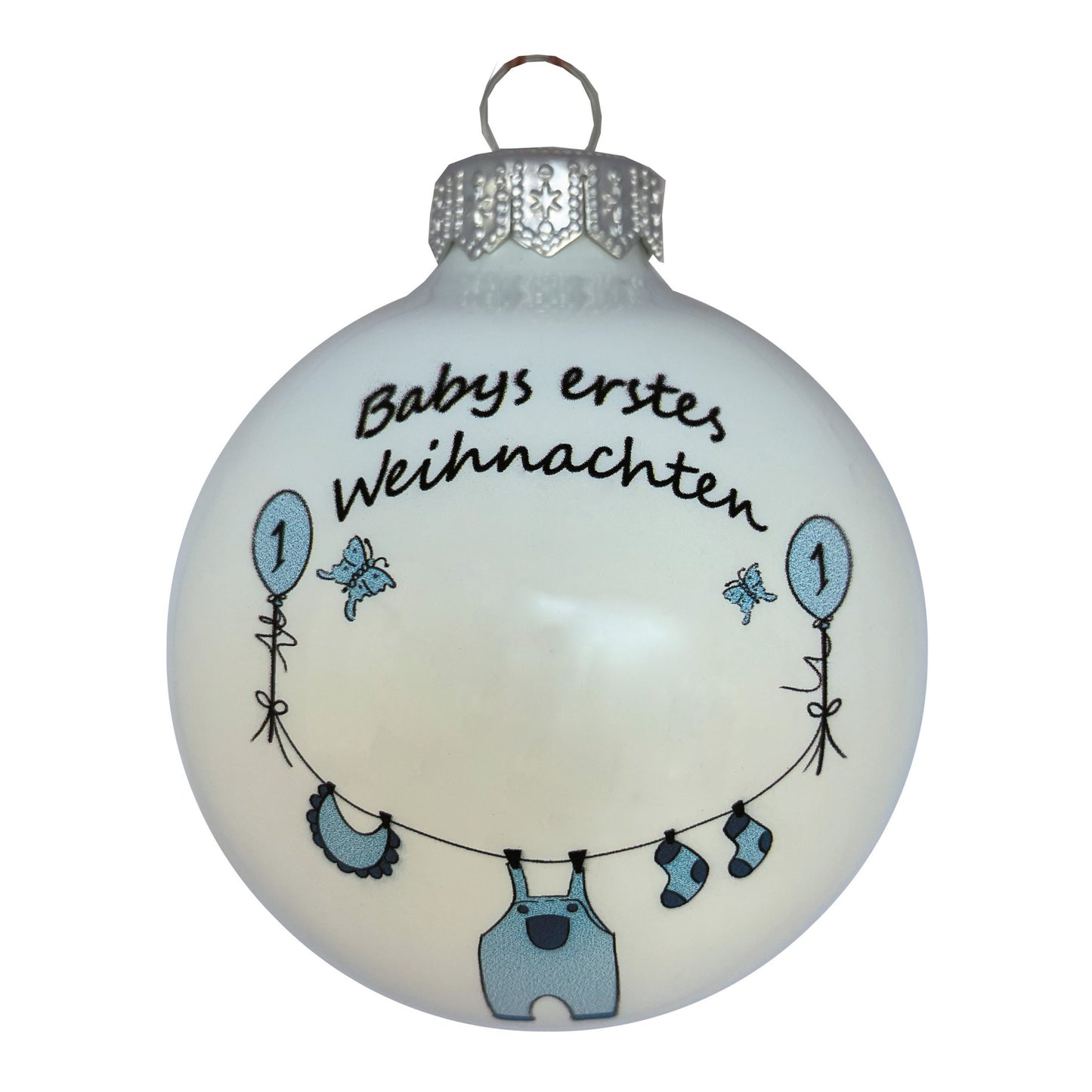 Baby's erstes Weihnachten für Buben - weiss