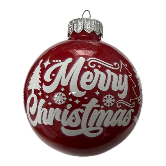 Premium Weihnachtskugel mit „Merry Christmas“-Motiv