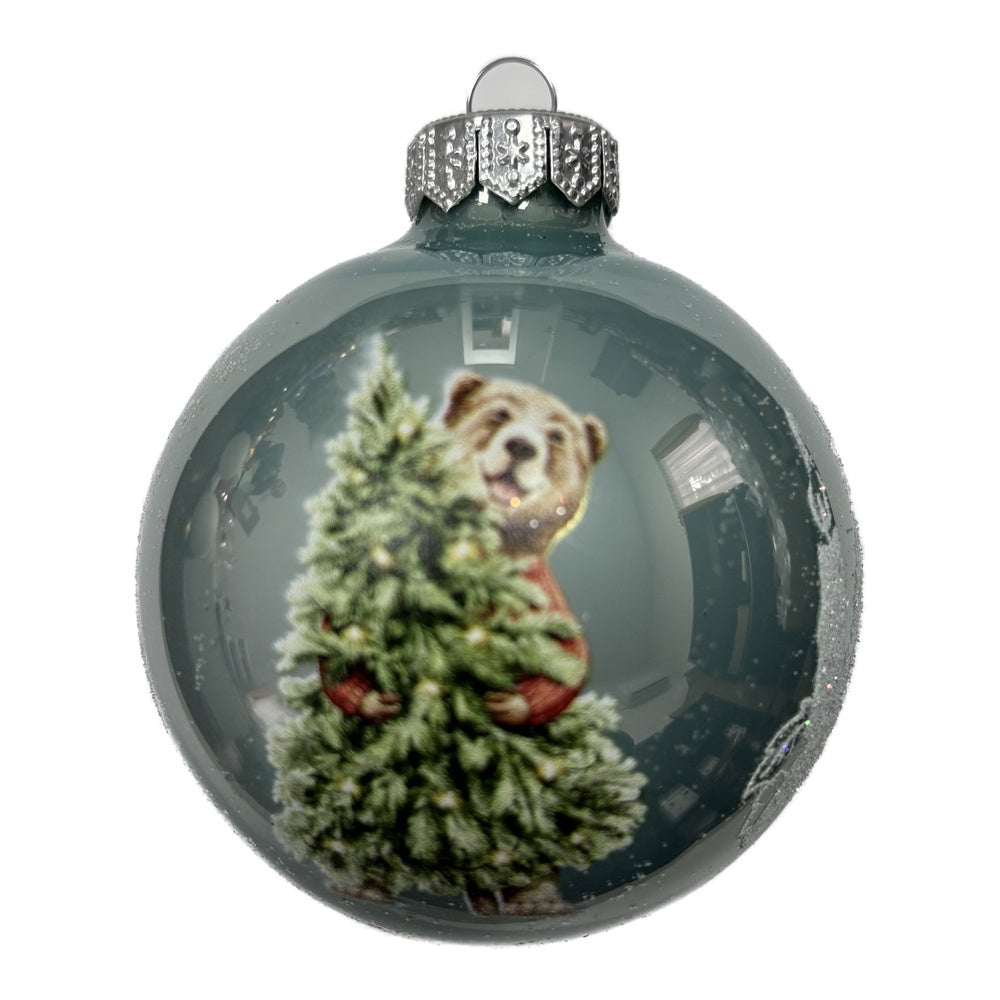 Der fröhliche Weihnachtsbär - Premium Weihnachtskugel - Candy-Zauber