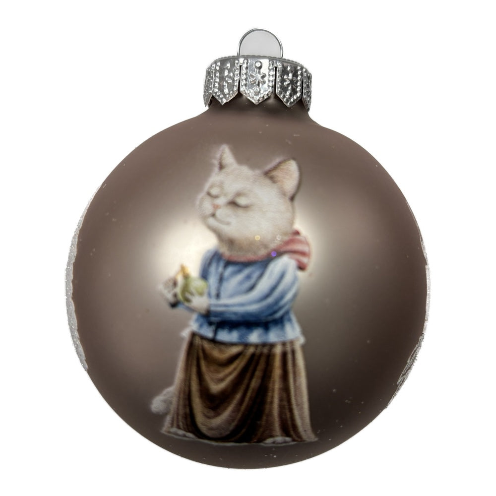 Vintage-Katzendame - Premium Weihnachtskugel - Candy-Zauber