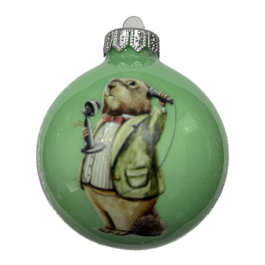 Hallo, hier ist das Murmeltier! - Premium Weihnachtskugel - Candy-Zauber