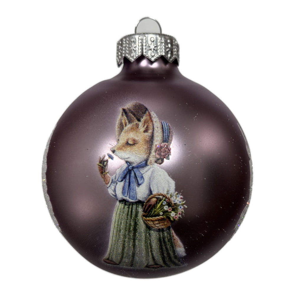 Fuchsdame mit Blumenkorb - Premium Weihnachtskugel- Candy-Zauber