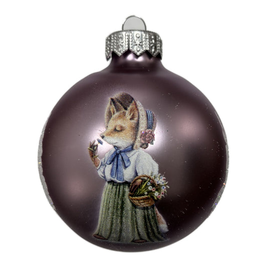 Fuchsdame mit Blumenkorb - Premium Weihnachtskugel- Candy-Zauber