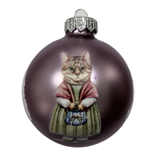 Die elegante Katzendame - Premium Weihnachtskugel - Candy-Zauber