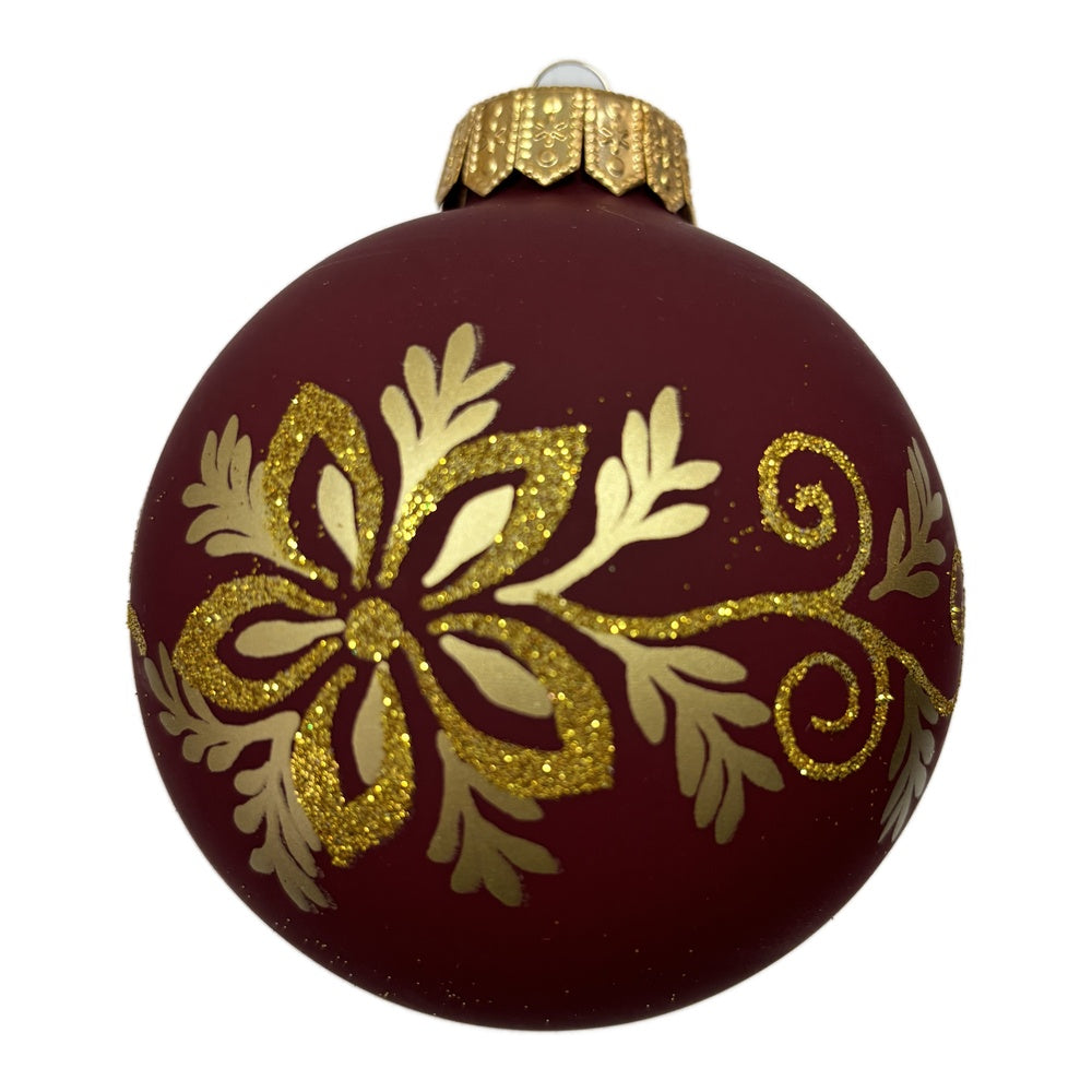 Premium Weihnachtskugel mit goldener Blüte