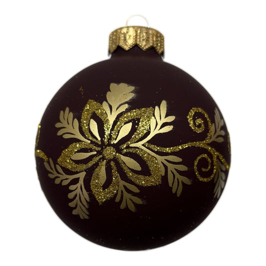 Premium Weihnachtskugel mit goldener Blüte