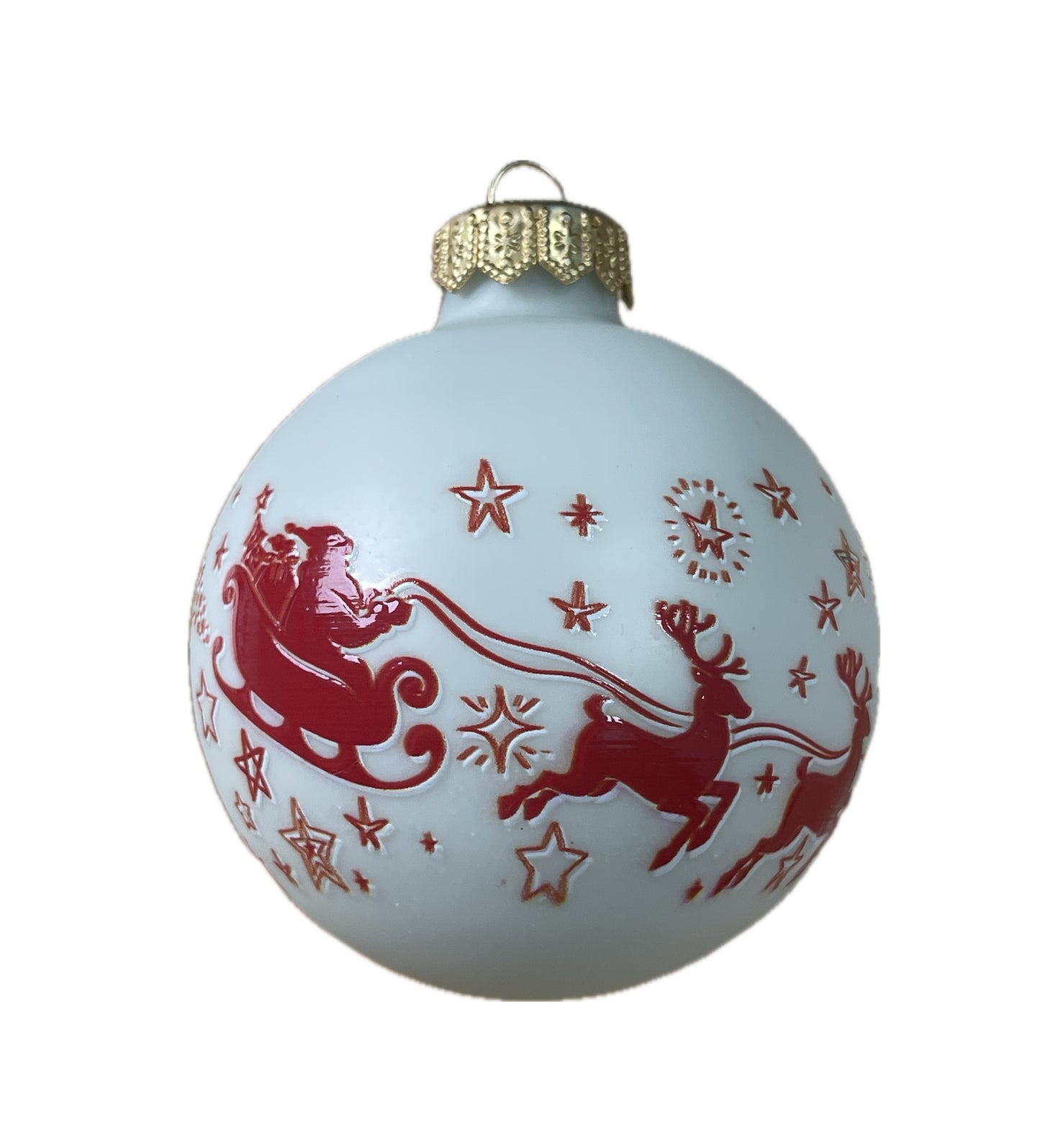 Nikolaus im Schlitten - weiss
