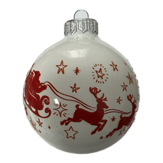 Premium Weihnachtskugel mit rotem Weihnachtsmannmotiv