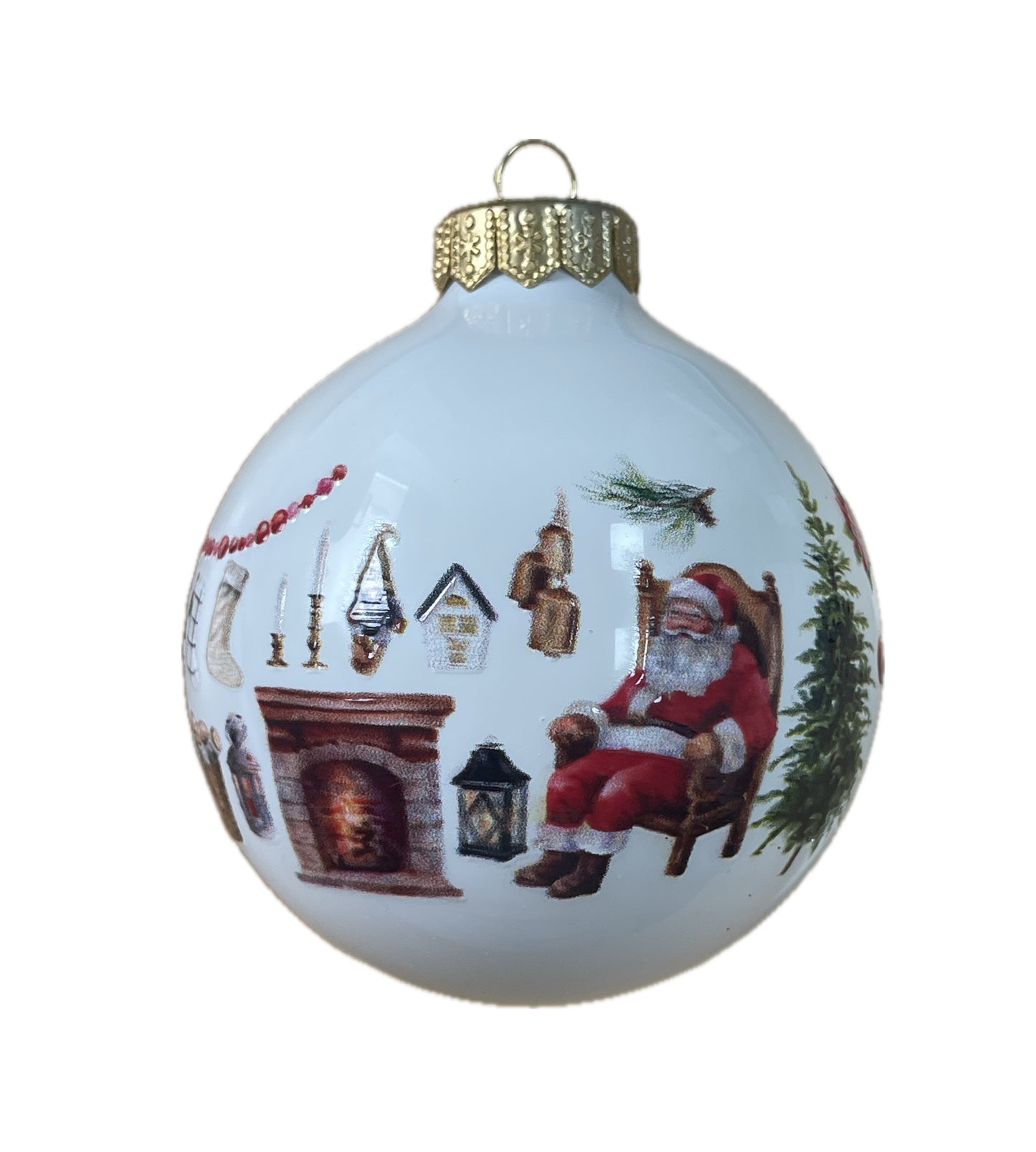 Weihnachtsmann am Kamin - weiss