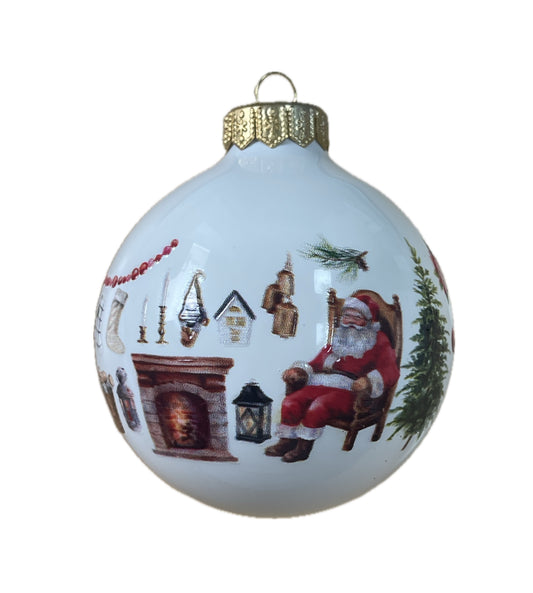 Weihnachtsmann am Kamin - weiss