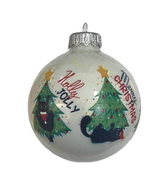Katze am Christbaum... - weiss