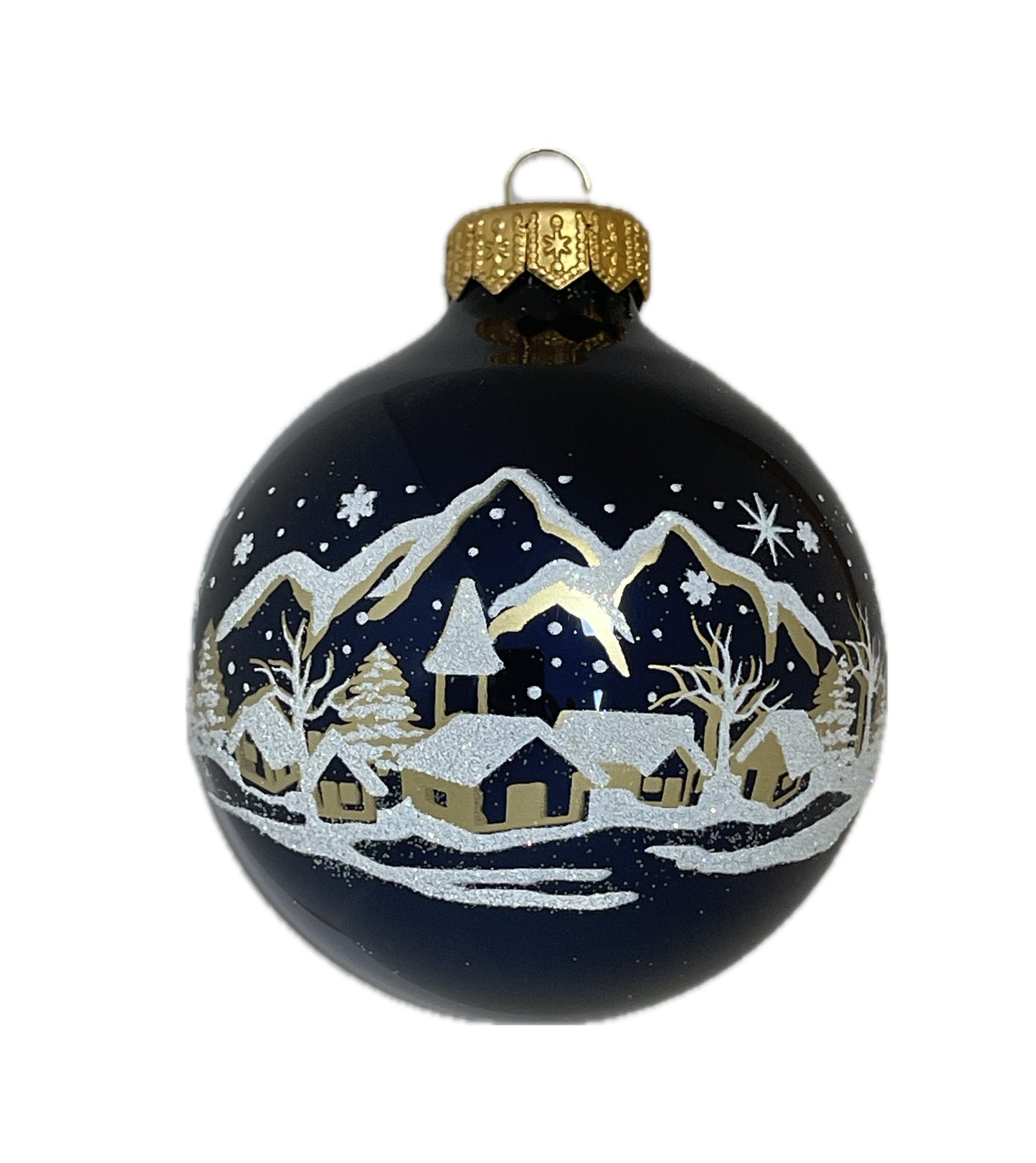 Klassisches Winterdorf - tiefblau