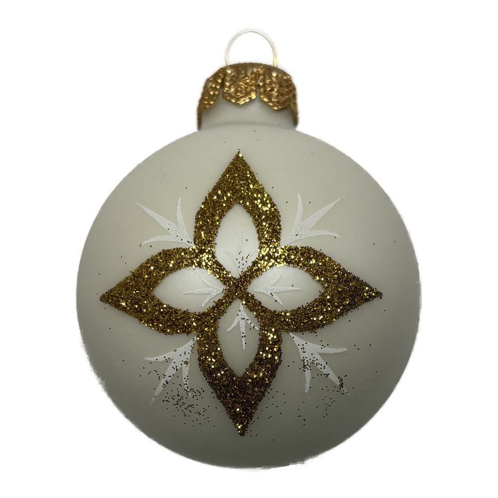 Premium Weihnachtskugel mit glitzerndem goldenem Stern