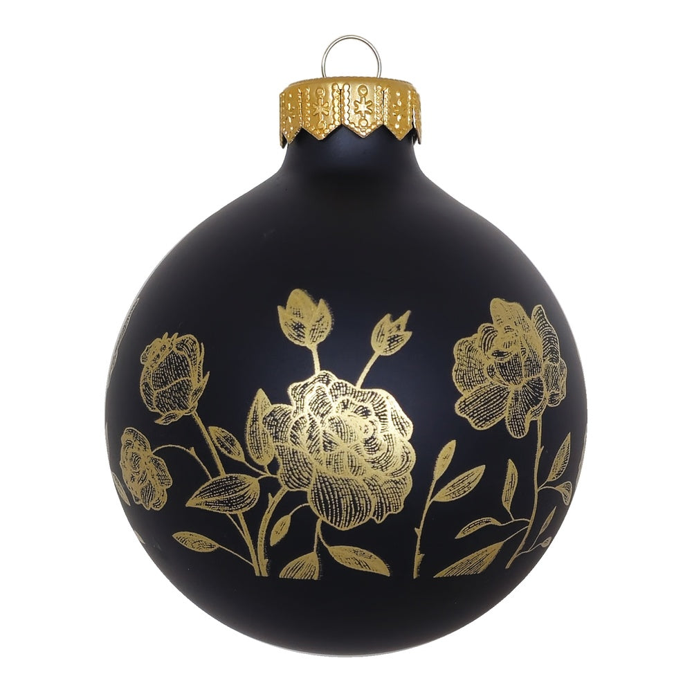 Premium Weihnachtskugel mit Goldblüten