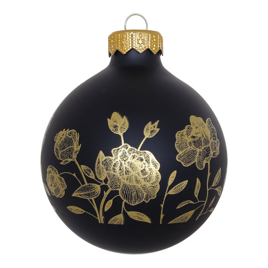 Premium Weihnachtskugel mit Goldblüten