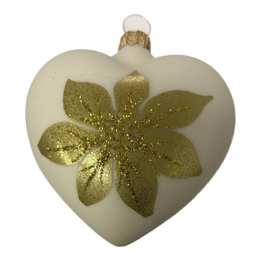 Premium Glasherz mit goldenem Motiv