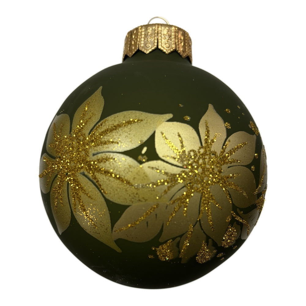Premium Weihnachtskugel mit goldenen Blüten