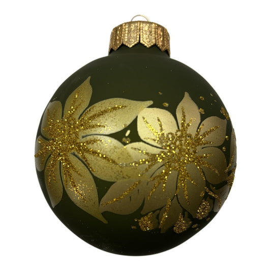 Premium Weihnachtskugel mit goldenen Blüten