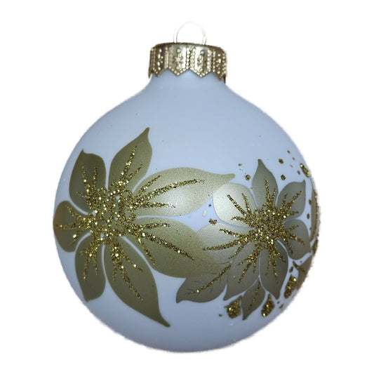 Premium Weihnachtskugel mit goldenen Blütenmotiven