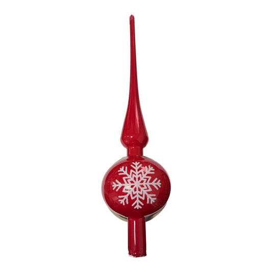 Premium Mundgeblasener Glas-Christbaumspitz mit Schneeflocke – 32 cm